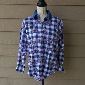 VTG 1990's Motorcycle Teddy Flannel Shirt